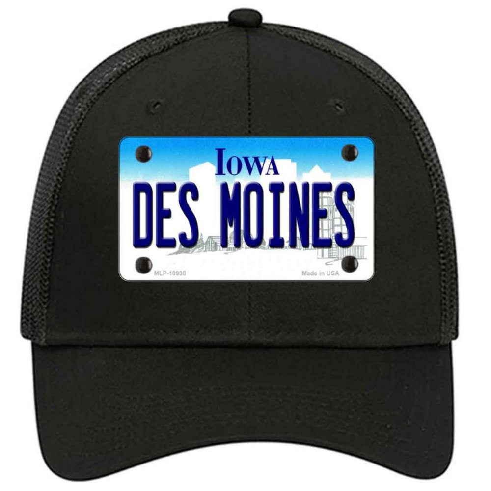 Des Moines Iowa Metal on Trucker Mesh Snapback Hat - Black